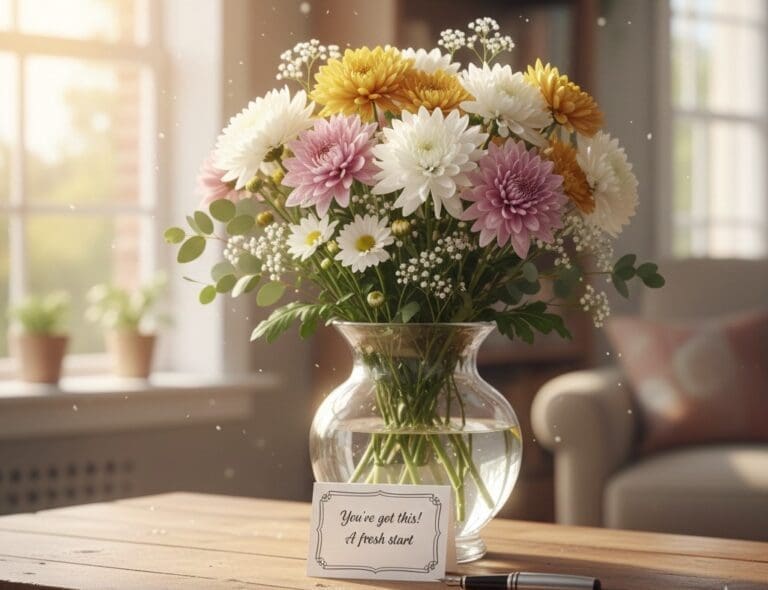 Chrysanthemums symbolizing balance, positivity, and meaningful change.