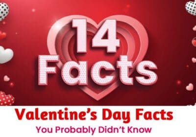Valentine’s Day facts graphic showcasing unknown and surprising information about the history and traditions of Valentine’s Day