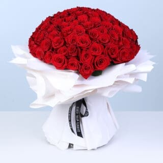 Bouquet of 120 red roses in premium designer wrap