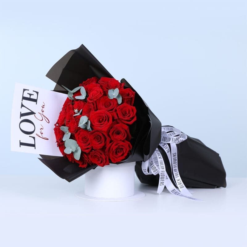 love note red roses bouquet 01