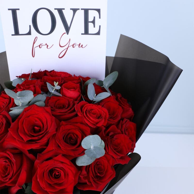 love note red roses bouquet 03