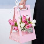 Tulips with Ferrero Rocher Combo Gift 2 pink-white-tulips-ferrero-rocher-gift_02