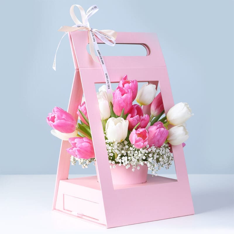 pink-white-tulips-ferrero-rocher-gift_03 pink white tulips ferrero rocher gift 03