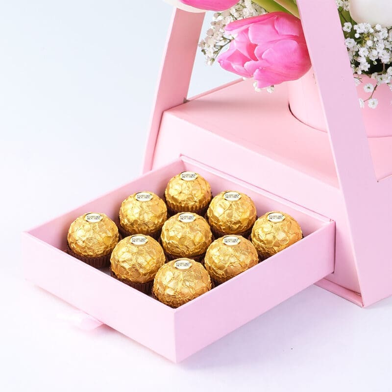 pink-white-tulips-ferrero-rocher-gift_04 pink white tulips ferrero rocher gift 04