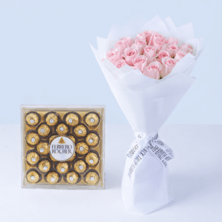 Blush Whisper Rose Bouquet with Ferrero Treat