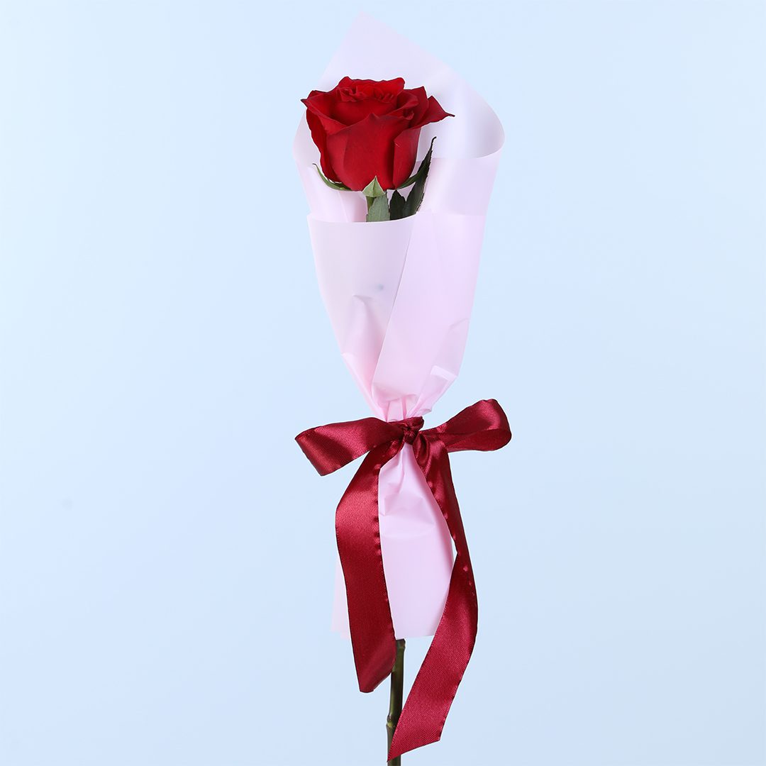 Single Red Rose Bouquet - Classic Romantic Flower Gift