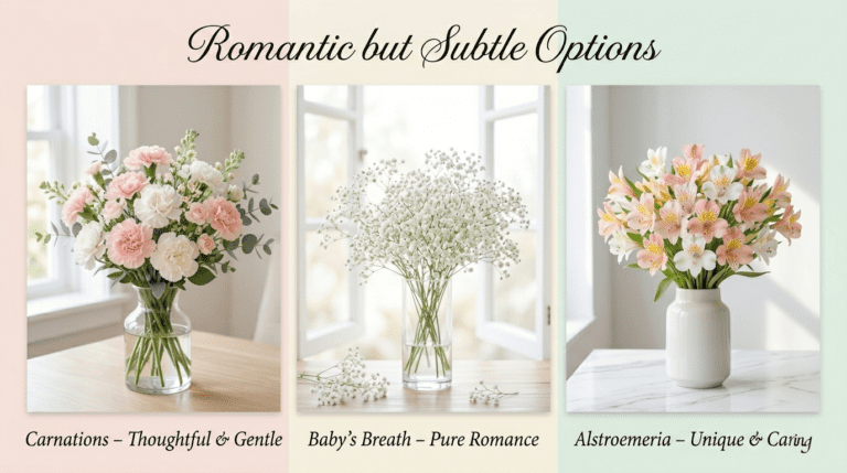Romantic but subtle flower options for a first date with soft pastel bouquet ideas