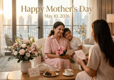 International Mother’s day wishes and date with floral background