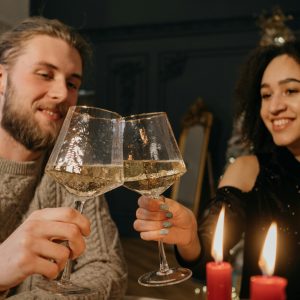 candlelight dinner two individuals enjoying what appears to be a candlelit dinner